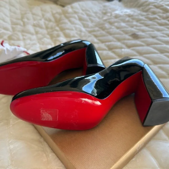 NIB Louboutin Glossy Patent Leather Chunky Heels - Picture 11 of 16